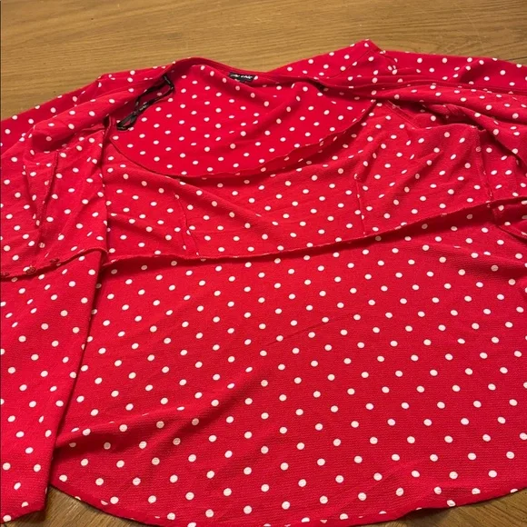 City Chic Red Polka Dot V-Neck Wrap Blouse Plus size 18 2x - Picture 5 of 8